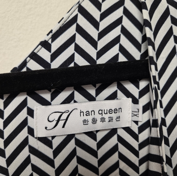 H Han Queen Chevron Side Bows Dress Black and White XL - Picture 6 of 7
